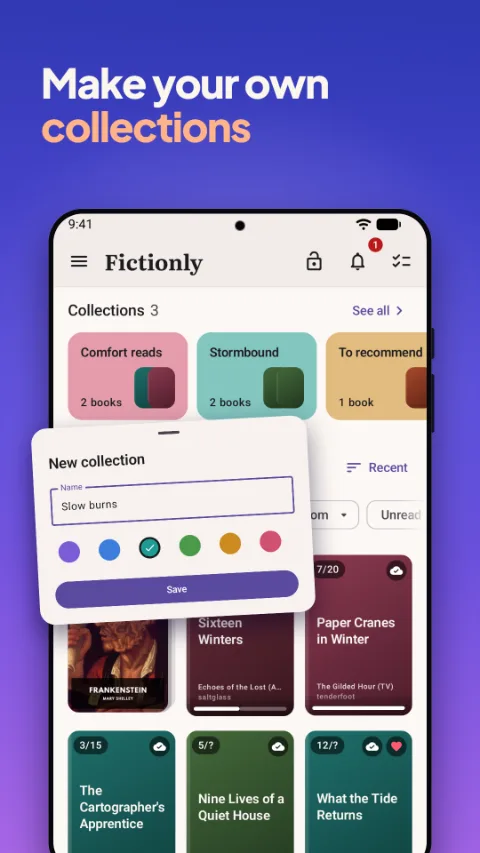 Collections with their own names and colours