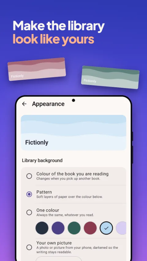 Appearance settings with page colours and fonts
